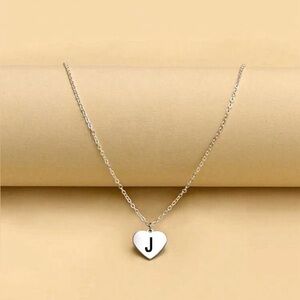 Elegant Silver Heart Necklace with Initial “J” Charm